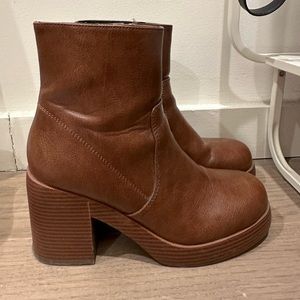 Brown Platform Ankle Boots